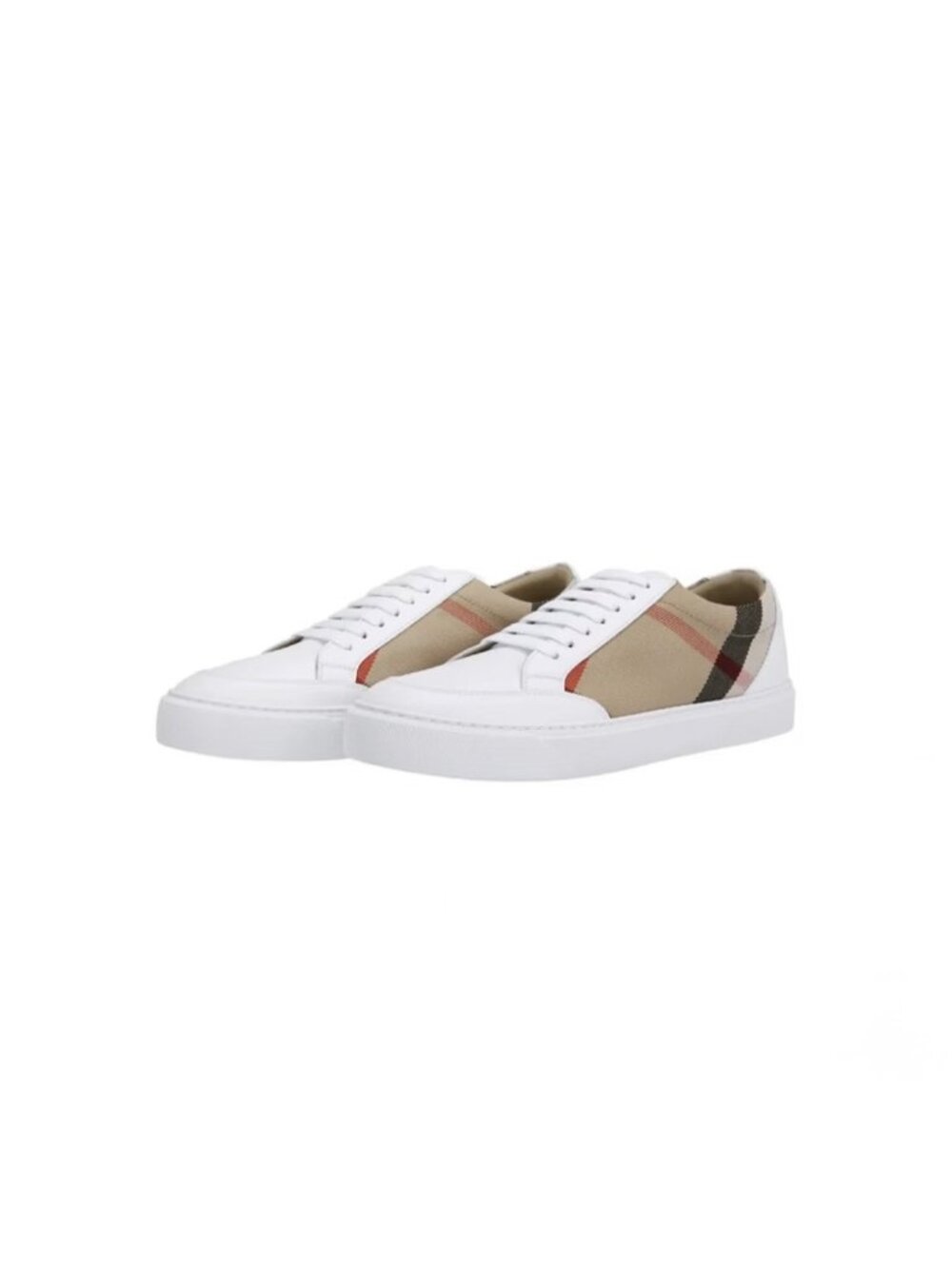 Burberry Iconic House Check Side Panels Low Top Sneakers Optic White EU39.5 8056